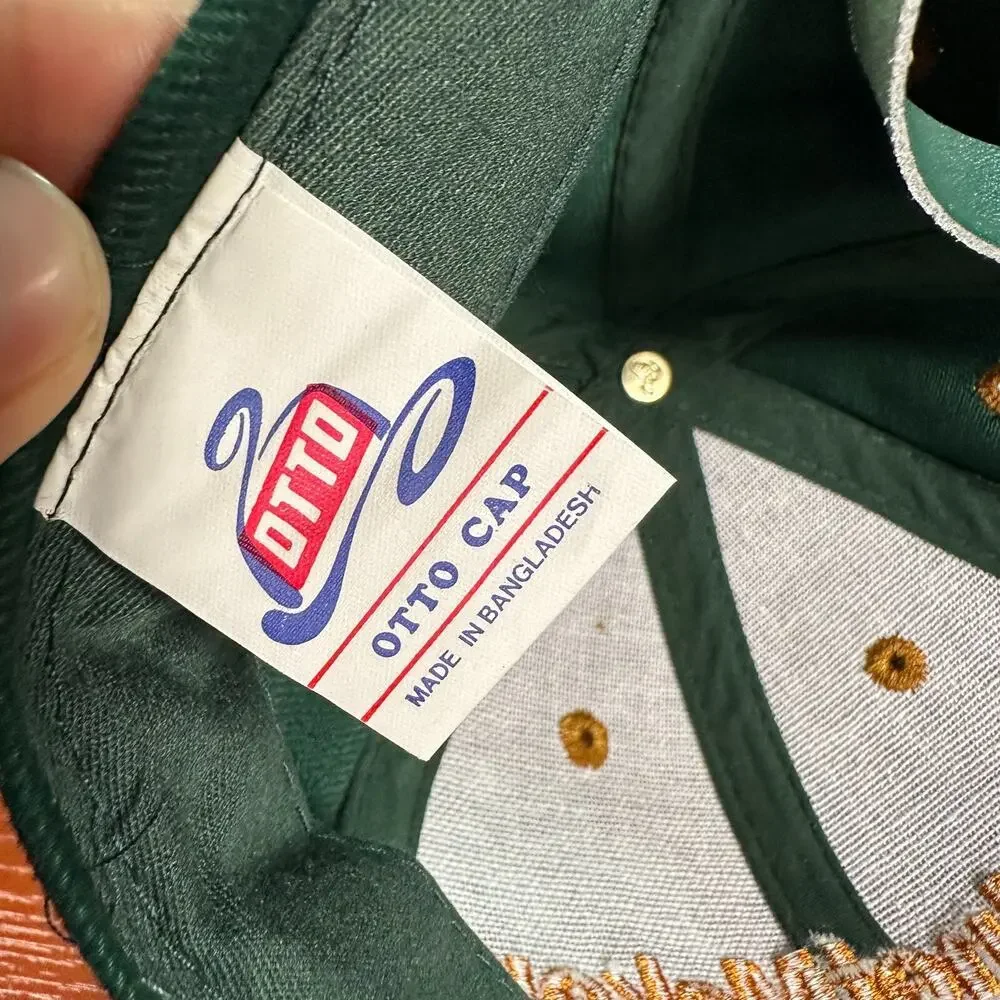 VINTAGE Cabinetmaker Magazine Hat Mens OS Green Suede Leather Brim Strapback - Picture 9 of 10